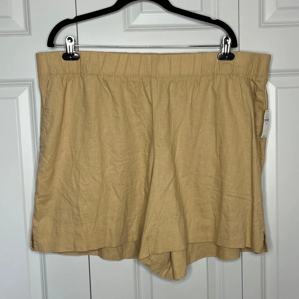Gap‎ Linen Blend Shorts Beige Pull On Elastic Waist Casual Size XXL NWT